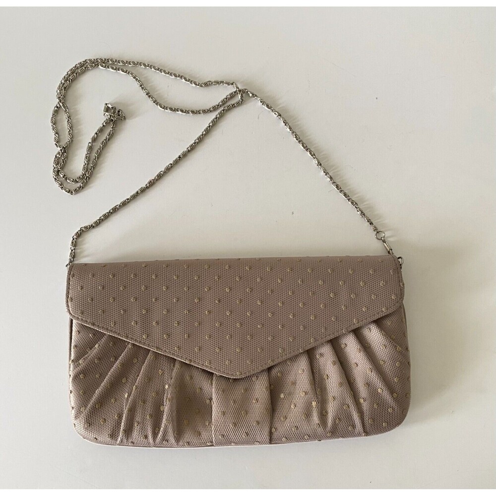 CARPISA Envelope Bag Women Beige Good Polka Dot Lace Wedding Party Purse Clutch